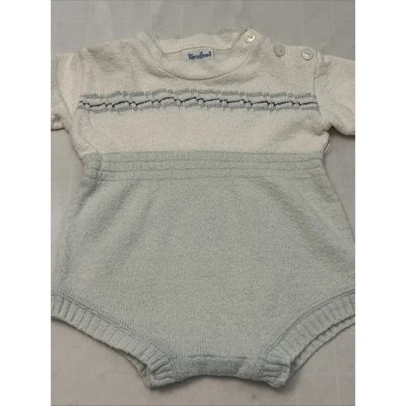 Kid 'n Cotton Knits Styled Sternberg Vintage Romper 6m Month Blue White‎ - Picture 3 of 6